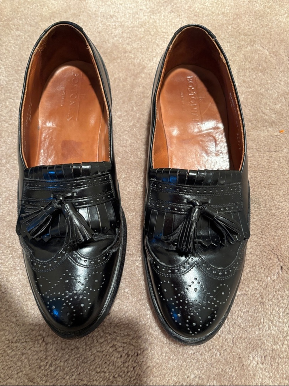 Bostonian Black Tassel Wingtip Loafers - Men's Classic Dress Shoes - Made in USA